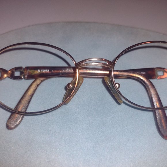 Fendi F 70 Mocha 130 - Gold Tone Tortoise Chain Arm Eyeglass Frames Eyeglasses - Picture 1 of 7